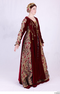  Photos Woman in Historical Dress 73 16th century a poses red decorated dress whole body 0008.jpg